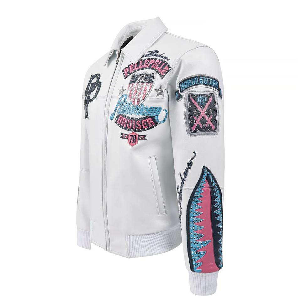 American Bruiser MB 1978 Pelle Pelle White Plush Jacket