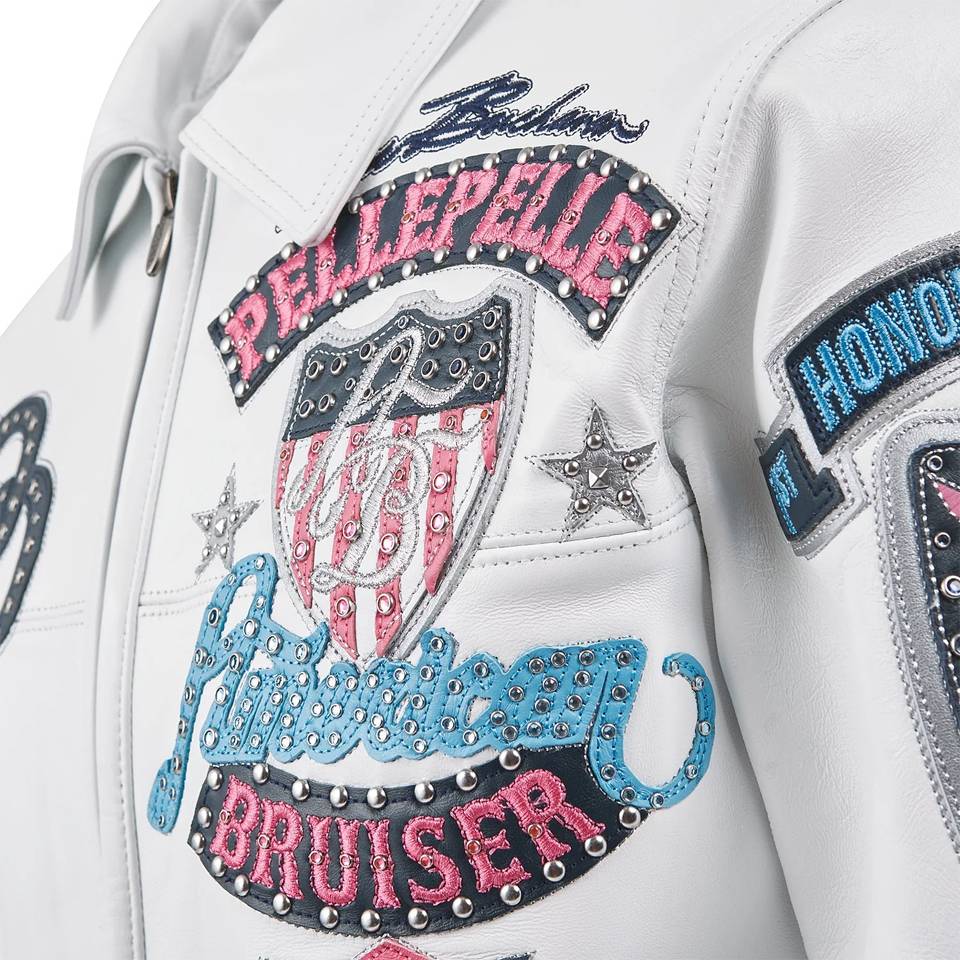 American Bruiser Men Pelle Pelle White Plush Jacket