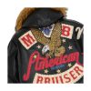 American Bruiser Pelle Pelle Black Fur Hood Genuine Leather Jacket