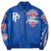 American Bruiser Pelle Pelle Plush Blue Leather Jacket