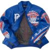 American Bruiser Pelle Pelle Plush Blue Top Grain Leather Jacket