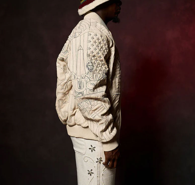 Authentic Men Pelle Pelle America Quilted Ivory Jacket