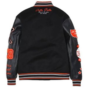 Black & Grey Pelle Pelle World Famous Varsity Wool Jacket