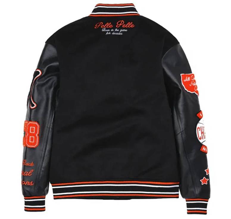 Black & Grey Pelle Pelle World Famous Varsity Wool Jacket