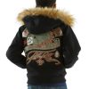 Black Pelle Pelle Badged Trail Blazer Royal MB Custom Made Kids Fur Hood Wool Jacket