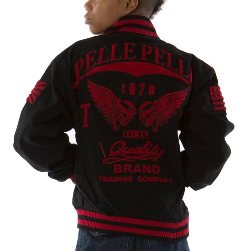 Black Pelle Pelle Kids Chenille Patch 1978 Varsity Wool Jacket