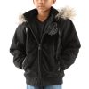 Black Pelle Pelle Kids Studded Fur Hood Jacket