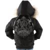 Black Pelle Pelle Kids Studded Fur Hooded Wool Jacket