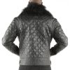 Black Pelle Pelle Men Quilted Fur Collar Biker Jacket