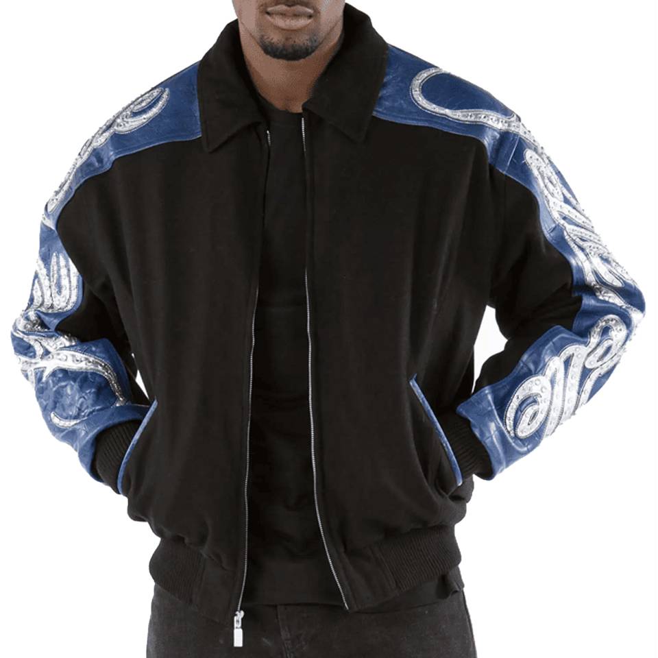 Black Pelle Pelle Shoulder Crest Script Jacket