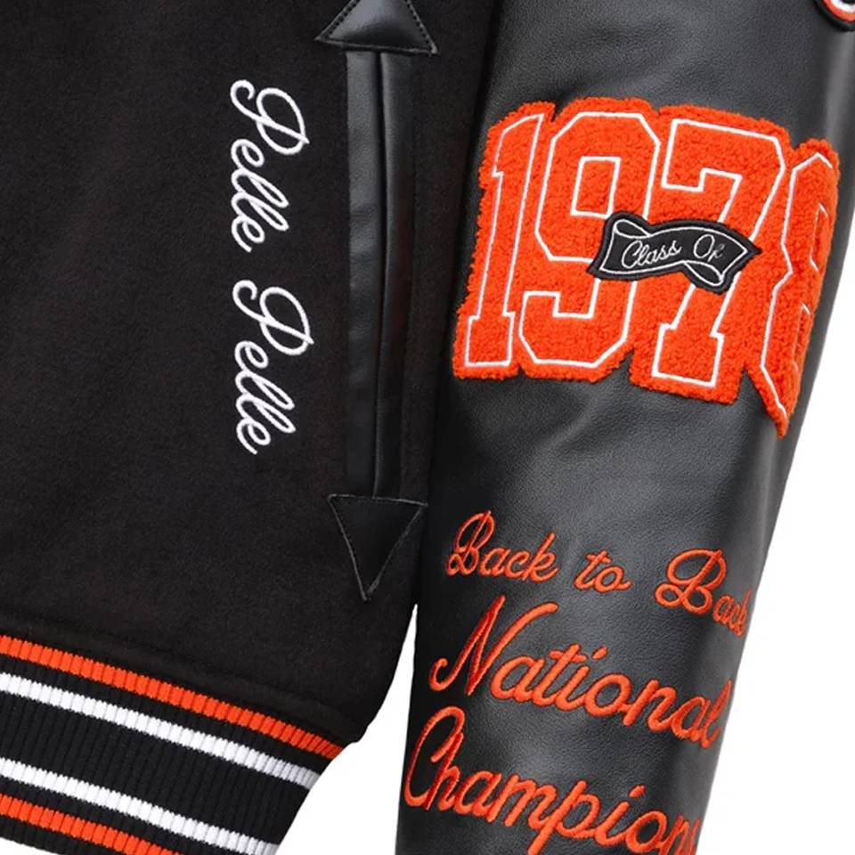 Black Pelle Pelle World Famous MB 1978 Varsity Jacket