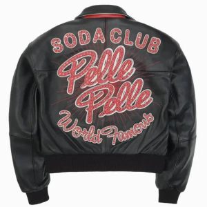 Black Pelle Pelle World Famous Soda Club Crop Leather Jacket