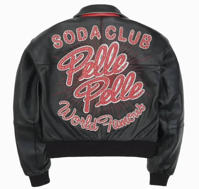 Black Pelle Pelle World Famous Soda Club Crop Leather Jacket