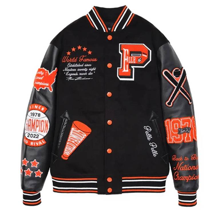 Black Pelle Pelle World Famous Varsity Jacket