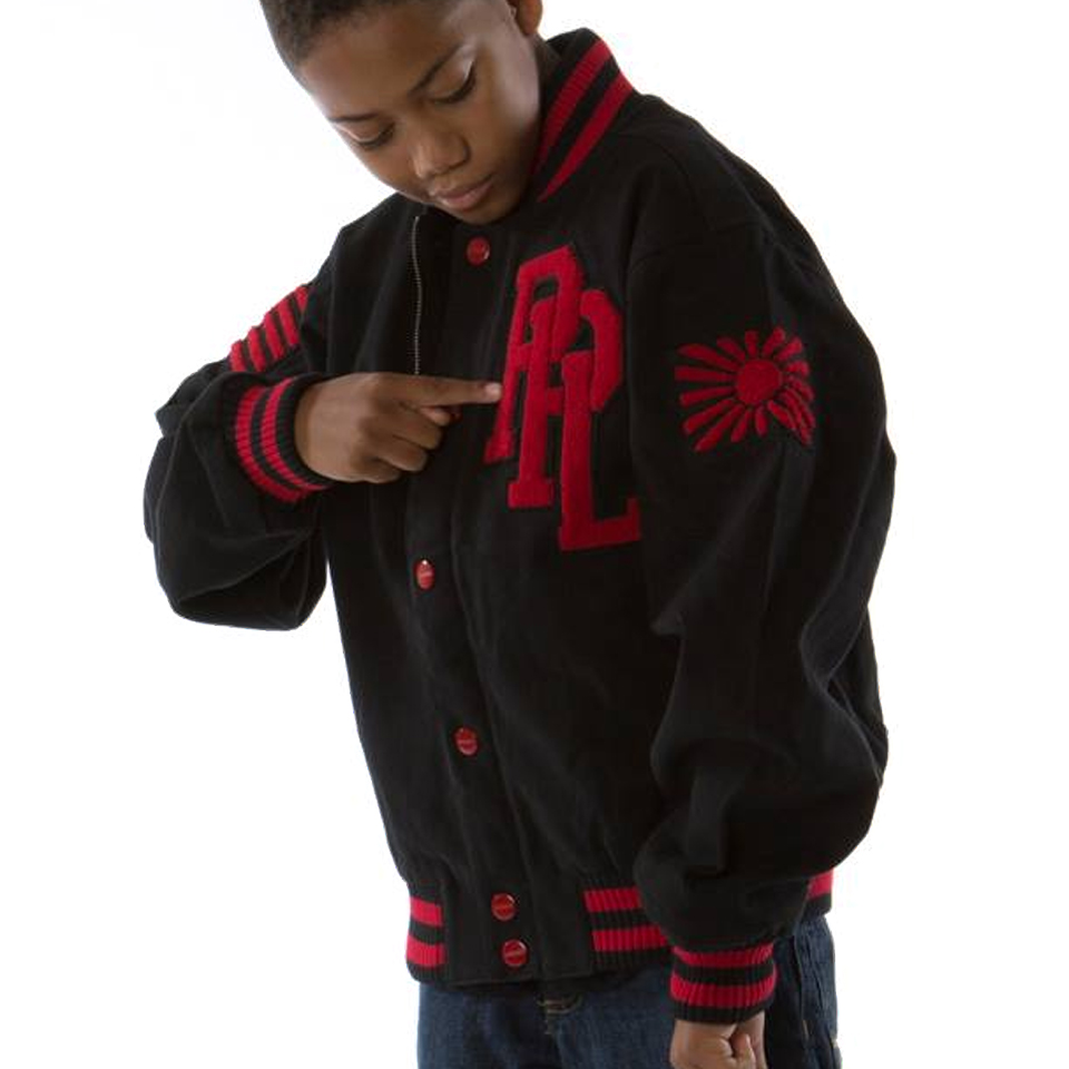 Boys Pelle Pelle Chenille Patch 1978 Black Varsity Jacket