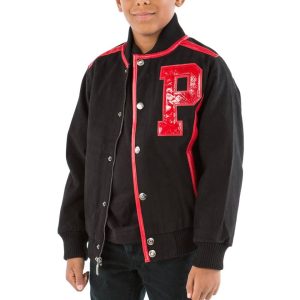 Boys Pelle Pelle Gator P Black Varsity Jacket