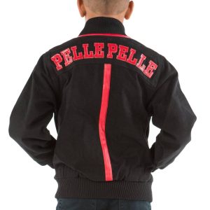 Boys Pelle Pelle Gator P Black Varsity Wool Jacket