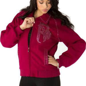 Burgundy Pelle Pelle Vintage Studded Jacket