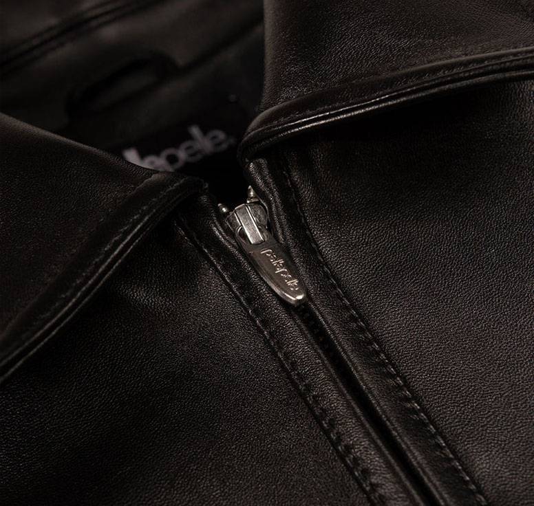 Classic Black Corded Pelle Pelle Leather Jacket