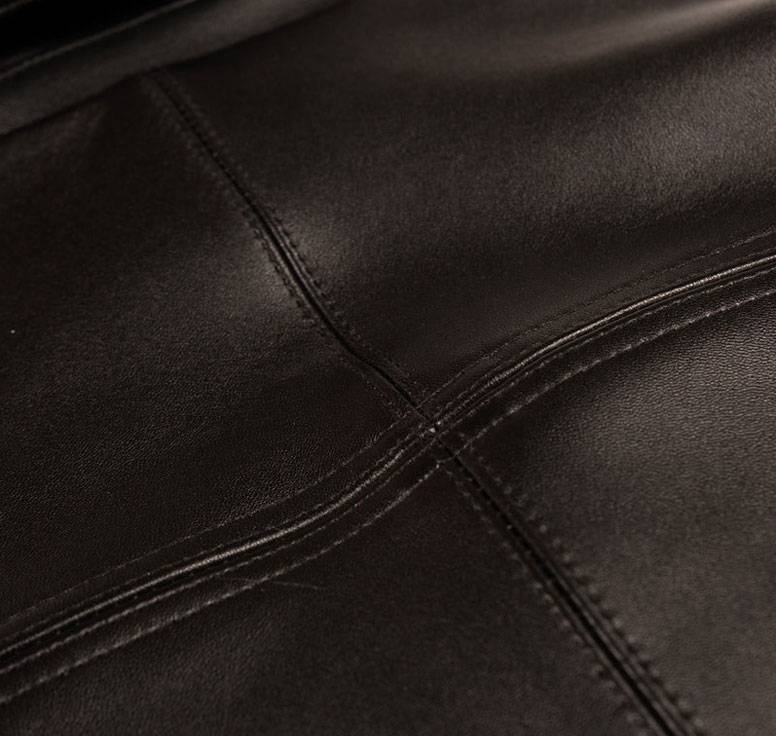 Classic Black Corded Pelle Pelle Real Leather Jacket