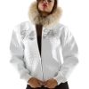 Classic Ladies Pelle Pelle White Fur Hood Jacket