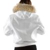 Classic Ladies Pelle Pelle White Fur Hood Leather Jacket