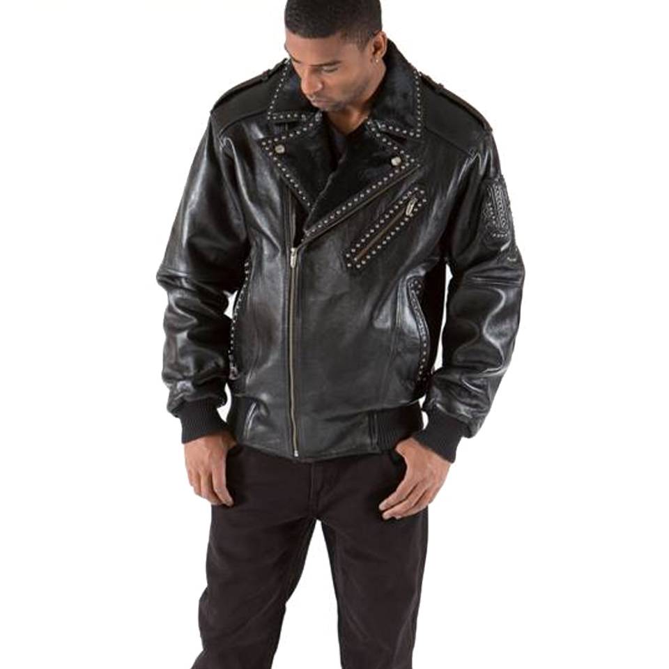 Classic Pelle Pelle Black Biker Leather Jacket For Men's