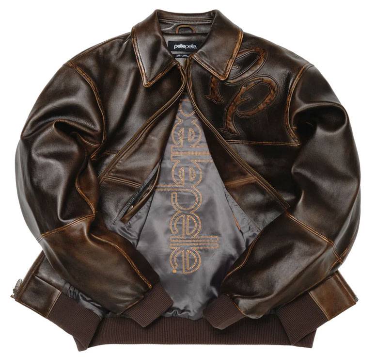 Classic Pelle Pelle Brown Abrasion Two Tone Genuine Leather Jacket