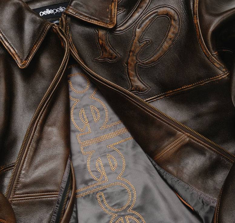 Classic Pelle Pelle Brown Abrasion Two Tone Real Leather Jacket