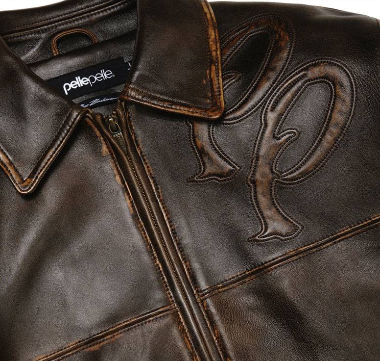 Classic Pelle Pelle Brown Abrasion Two Tone Top Grain Leather Jacket
