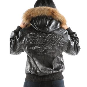 Classic Pelle Pelle Ladies Black Fur Hood Leather Jacket