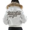 Classic Pelle Pelle Ladies White Fur Hood Leather Jacket