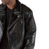 Classic Pelle Pelle Men Black Biker Full Grain Leather Jacket