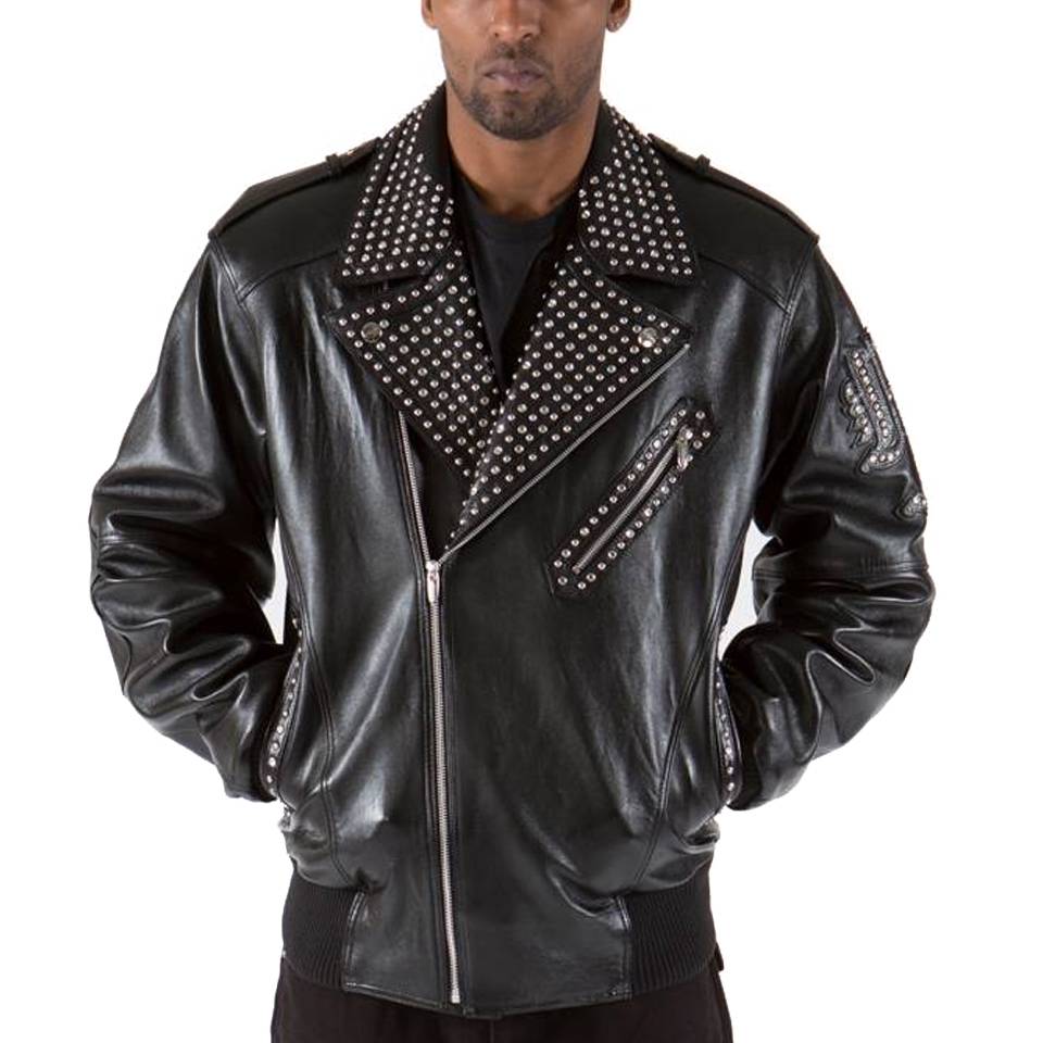 Classic Pelle Pelle Men Black Biker Genuine Leather Jacket