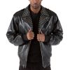 Classic Pelle Pelle Men Black Biker Top Grain Leather Jacket