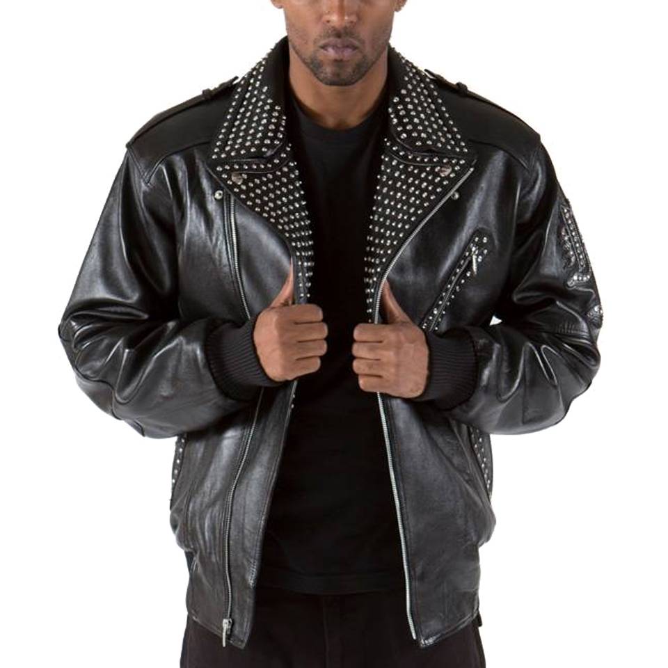 Classic Pelle Pelle Men Black Biker Top Grain Leather Jacket