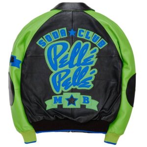 Classic Pelle Pelle Soda Club Plush Black and Green Jacket