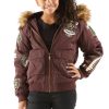 Girls Pelle Pelle American Bombshell MB Brown Fur Hood Jacket