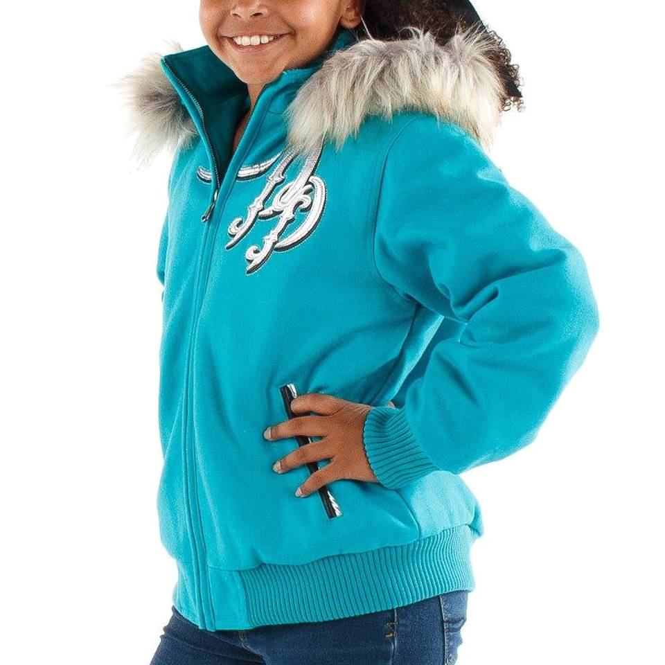 Girls Pelle Pelle Born Free 1978 Turquoise Fur Hood Jacket