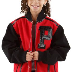 Girls Pelle Pelle Gator P Red Varsity Jacket