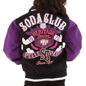 Girls Pelle Pelle Kids Soda Club Heritage Series Black Wool Jacket