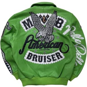 Green Pelle Pelle American Bruiser MB Plush Leather Jacket