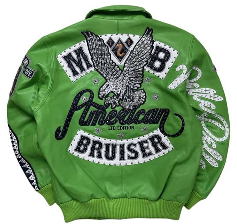 Green Pelle Pelle American Bruiser MB Plush Leather Jacket