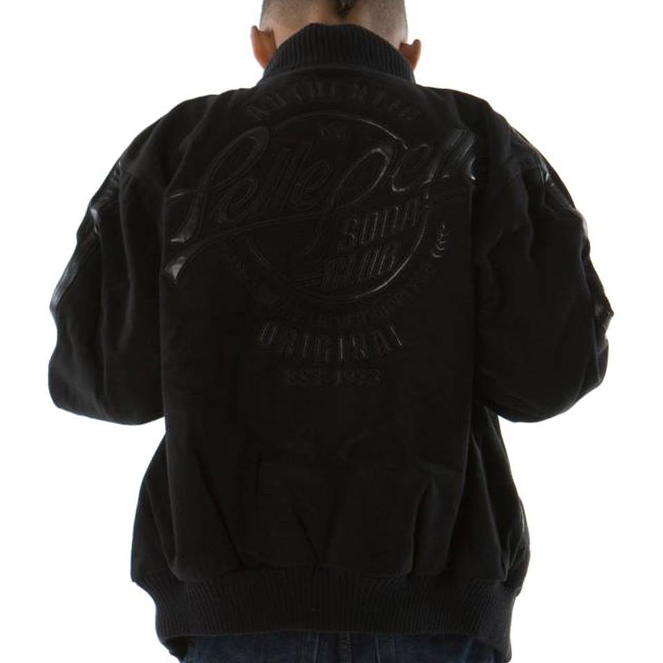 Kids Authentic Pelle Pelle Soda Club Black Varsity Wool Jacket