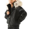 Kids Pelle Pelle Airborne Fur Hood Black Jacket
