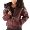 Kids Pelle Pelle Airborne Fur Hood Maroon Jacket