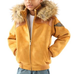 Kids Pelle Pelle Airborne Fur Hood Yellow Jacket