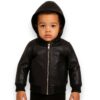 Kids Pelle Pelle Black Hooded Jacket