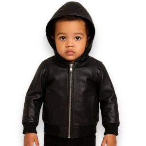 Kids Pelle Pelle Black Hooded Jacket