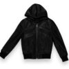 Kids Pelle Pelle Black Leather Jacket with Hood